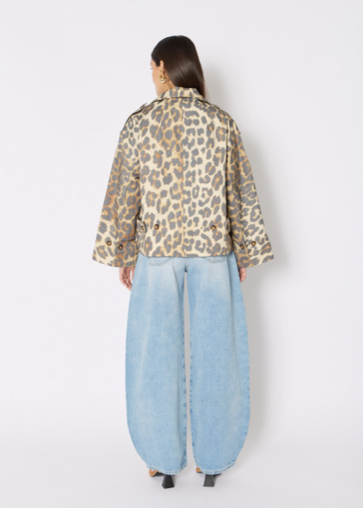 Berenice MURIEL Leopard Print Short Trench Coat