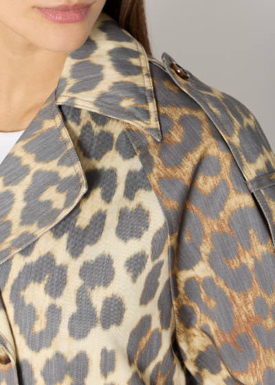 Berenice MURIEL Leopard Print Short Trench Coat