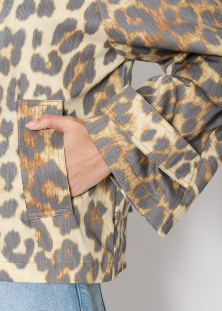Berenice MURIEL Leopard Print Short Trench Coat