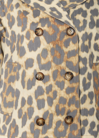 Berenice MURIEL Leopard Print Short Trench Coat