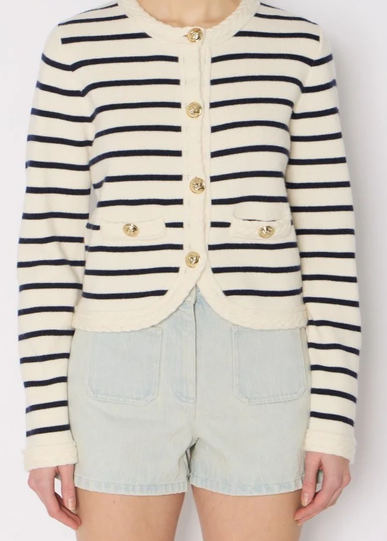 Berenice MGLORIA Cardigan Off White/Navy Stripes