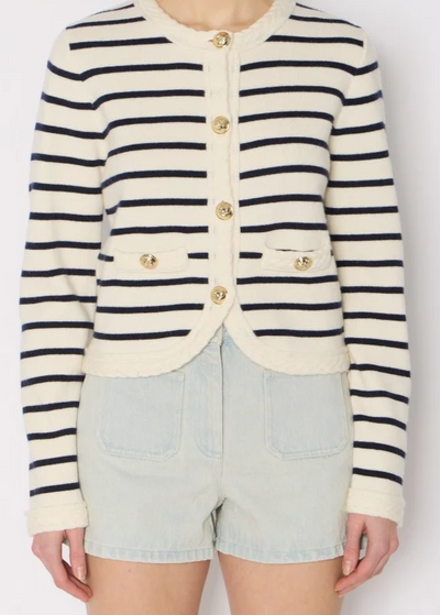 Berenice MGLORIA Cardigan Off White/Navy Stripes