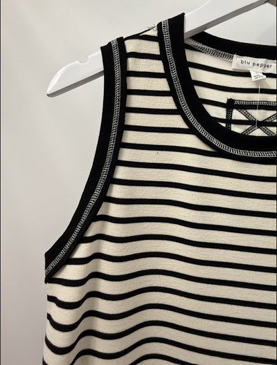 The Pink Door Nautical Stripe Tank Dress Black