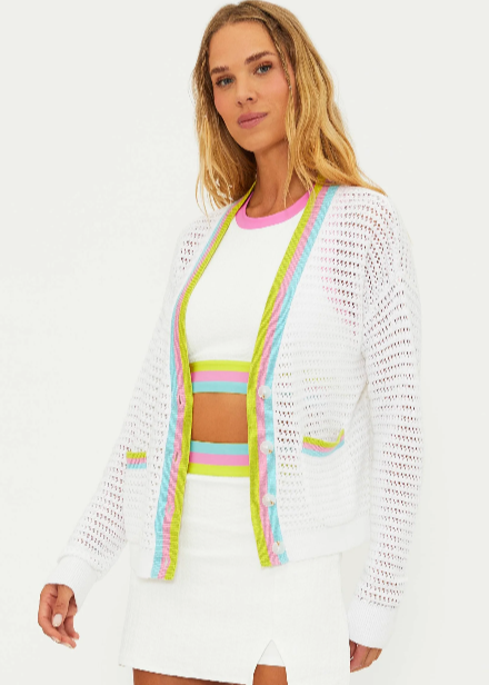 Beach Riot Gene Rose Blush Cardigan White