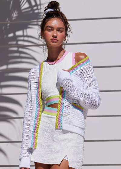 Beach Riot Gene Rose Blush Cardigan White