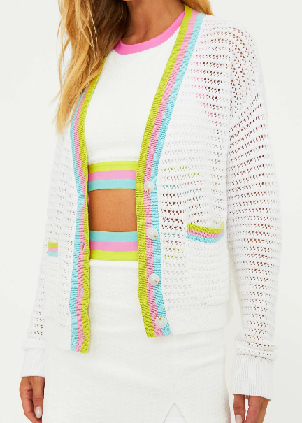 Beach Riot Gene Rose Blush Cardigan White