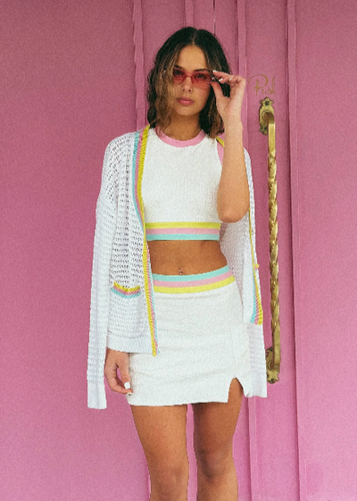 Beach Riot Gene Rose Blush Cardigan White