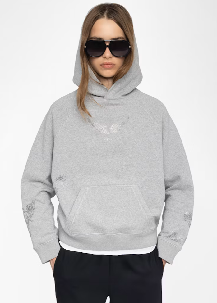 Zadig & Voltaire Sweatshirt Georgy w/ Multi-Rhinestone Gris Chine