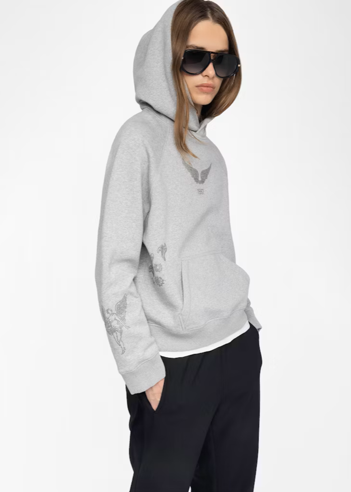 Zadig & Voltaire Sweatshirt Georgy w/ Multi-Rhinestone Gris Chine