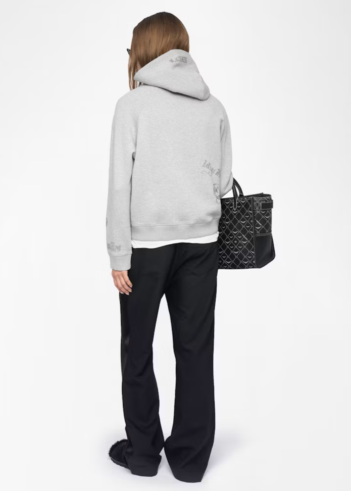 Zadig & Voltaire Sweatshirt Georgy w/ Multi-Rhinestone Gris Chine