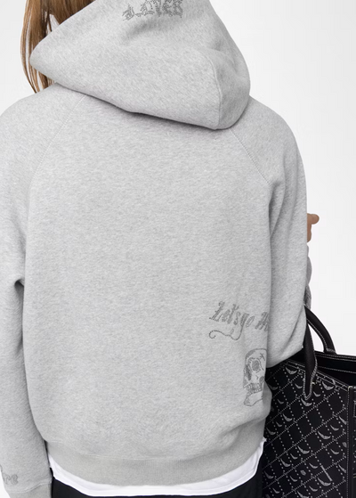 Zadig & Voltaire Sweatshirt Georgy w/ Multi-Rhinestone Gris Chine