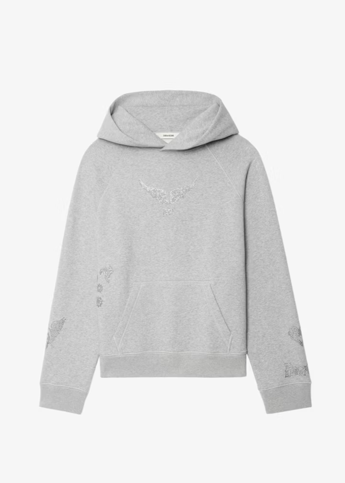 Zadig & Voltaire Sweatshirt Georgy w/ Multi-Rhinestone Gris Chine