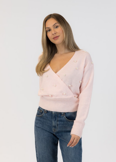 Lyla & Luxe Eco Wrap Sweater Pink