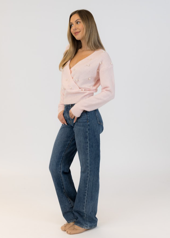 Lyla & Luxe Eco Wrap Sweater Pink