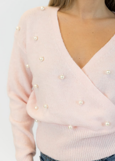Lyla & Luxe Eco Wrap Sweater Pink