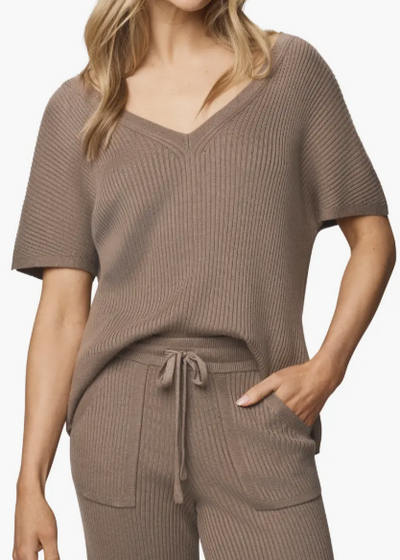 Splendid Georgie V Neck Sweater Brown