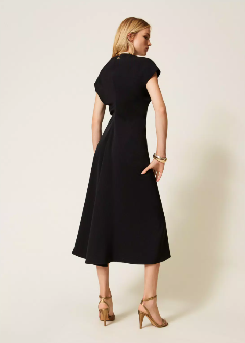 Twinset Midi Dress w/ Draping Black
