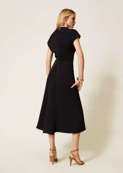 Twinset Midi Dress w/ Draping Black