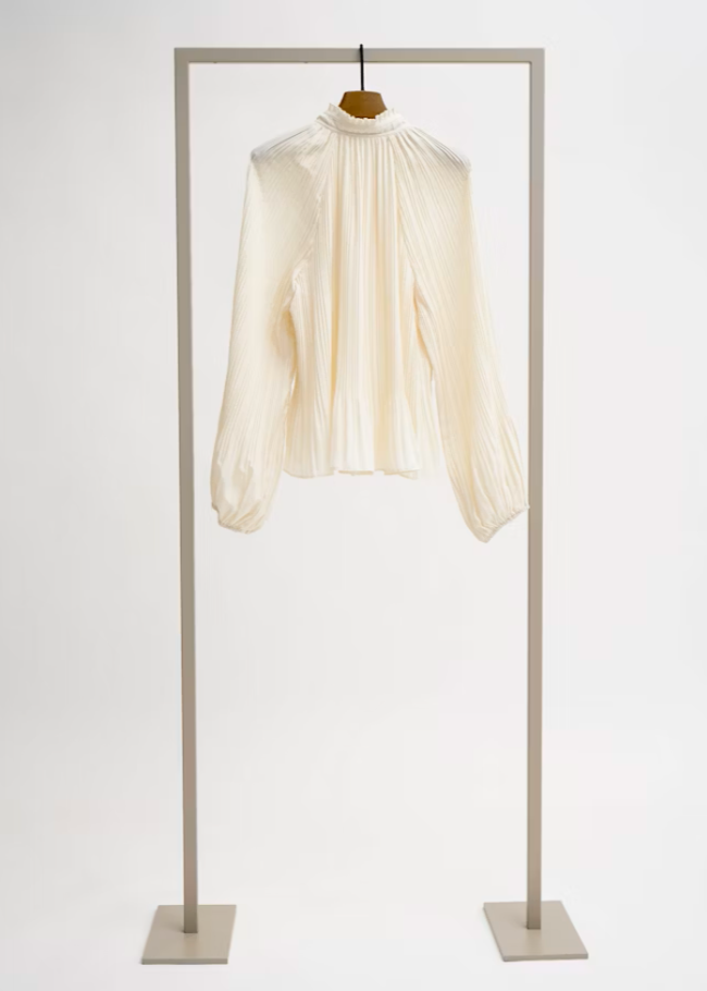Herzen’s Pleated Ballon Sleeve Blouse Ivory