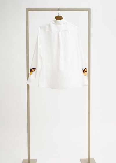 Herzen’s Butterfly Print Silk Shirt Ivory