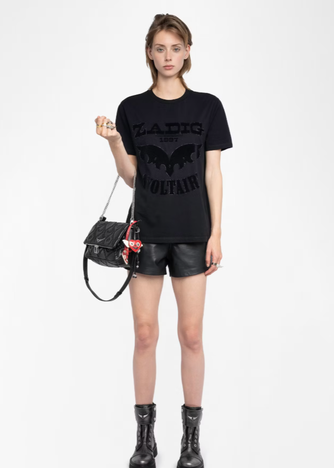 Zadig & Voltaire Edwin Flocked Strass Tee Black