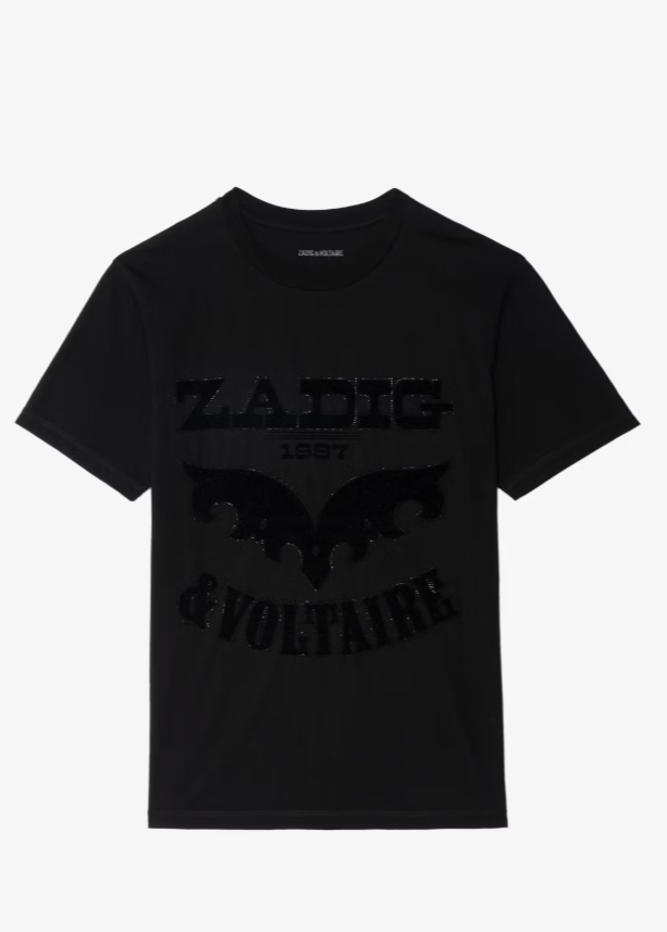 Zadig & Voltaire Edwin Flocked Strass Tee Black