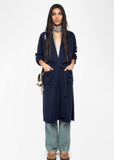 Zadig & Voltaire Salonny Cashmere Western Skull Back Cardi Navy