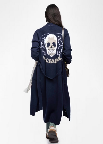 Zadig & Voltaire Salonny Cashmere Western Skull Back Cardi Navy