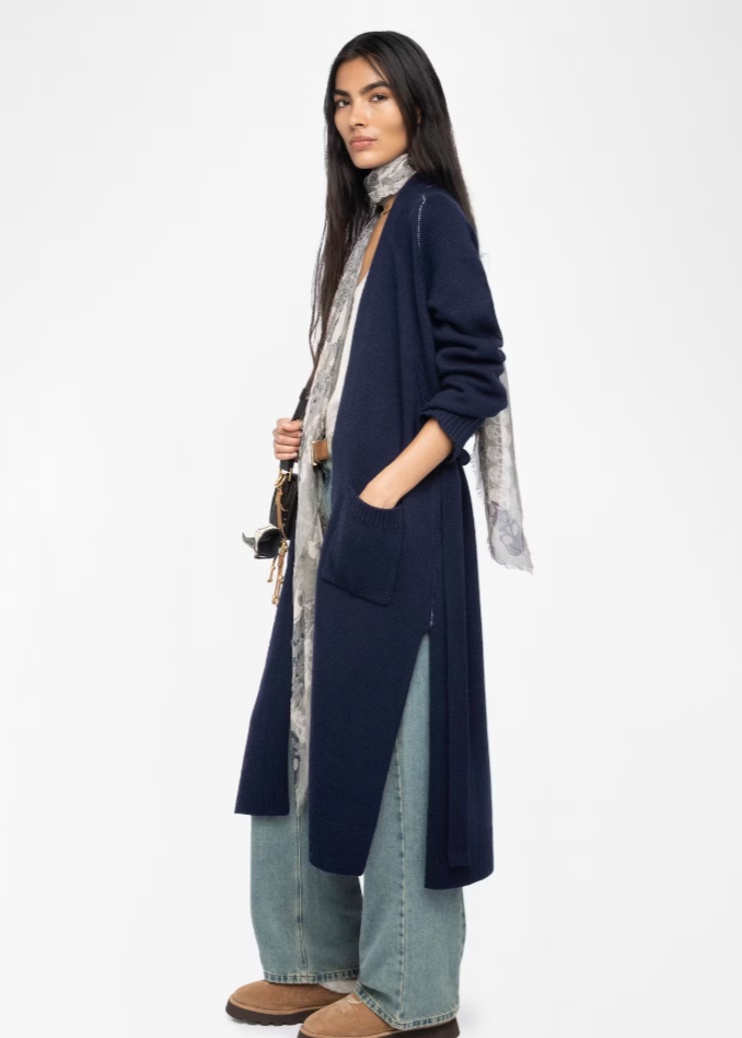 Zadig & Voltaire Salonny Cashmere Western Skull Back Cardi Navy