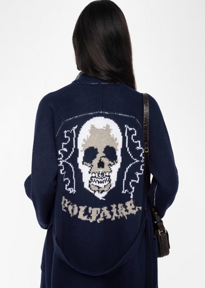 Zadig & Voltaire Salonny Cashmere Western Skull Back Cardi Navy