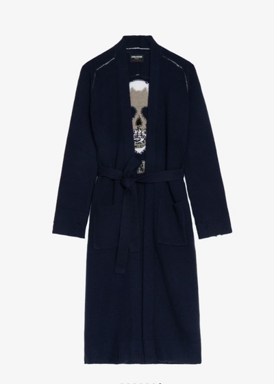 Zadig & Voltaire Salonny Cashmere Western Skull Back Cardi Navy