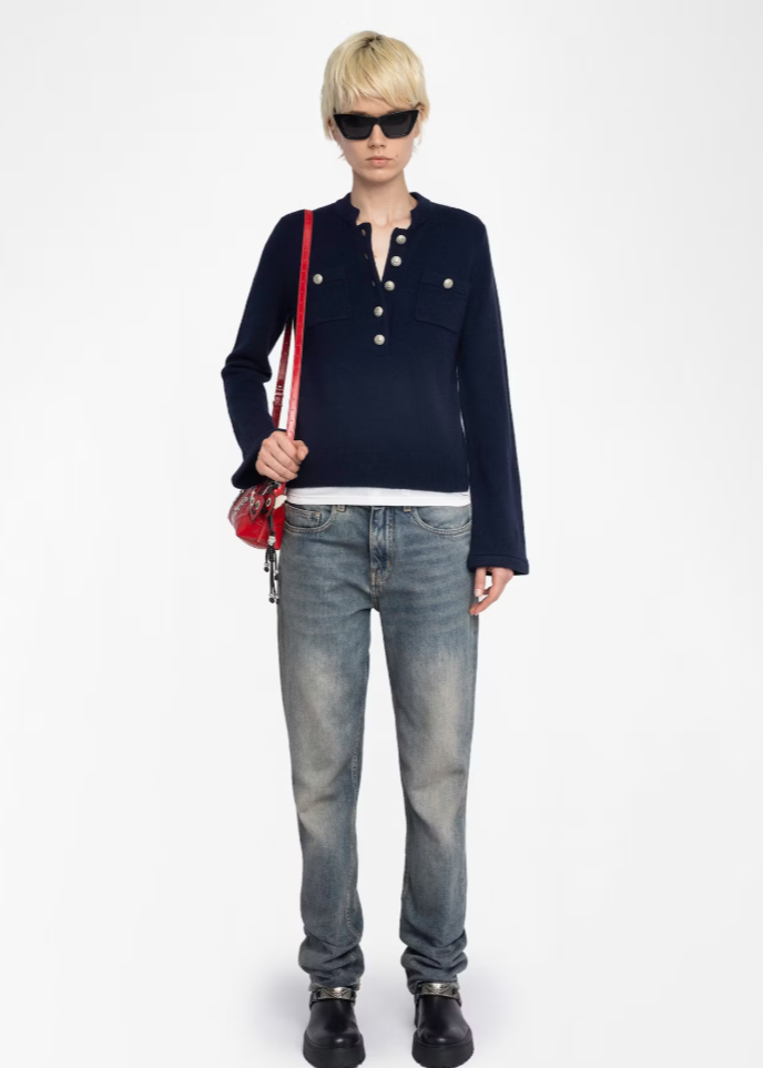 Zadig & Voltaire Lucas Cardi w/ Silver Buttons Navy