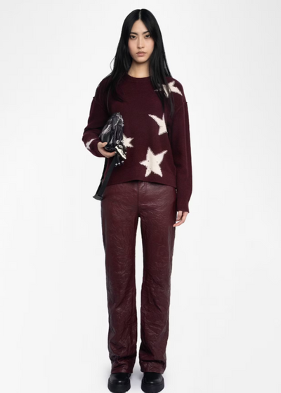 Zadig & Voltaire Markus Star Cashmere Sweater Burgundy