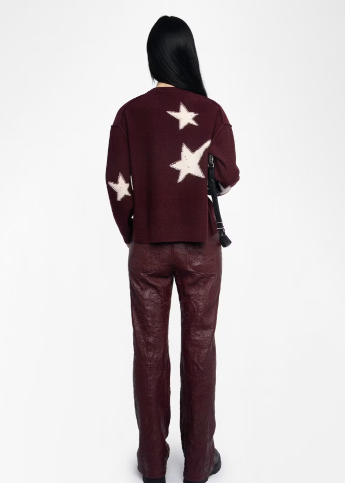 Zadig & Voltaire Markus Star Cashmere Sweater Burgundy