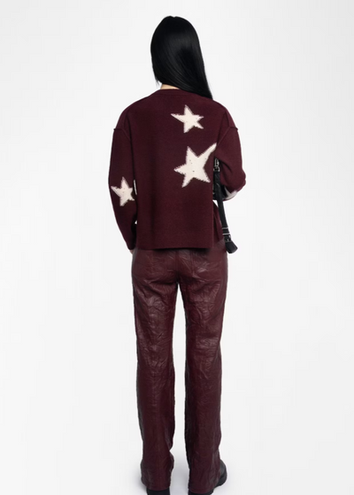 Zadig & Voltaire Markus Star Cashmere Sweater Burgundy