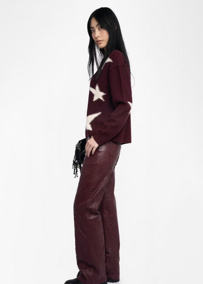 Zadig & Voltaire Markus Star Cashmere Sweater Burgundy