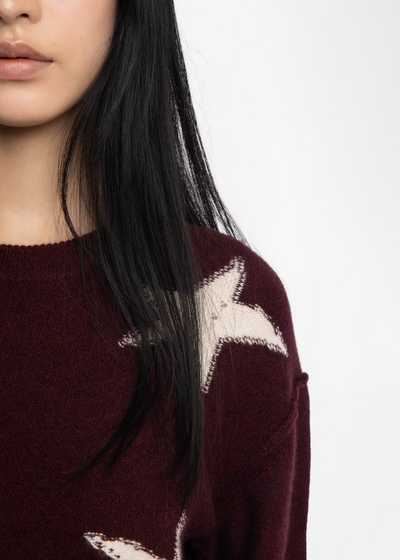 Zadig & Voltaire Markus Star Cashmere Sweater Burgundy