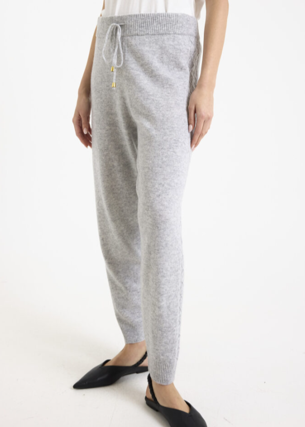 Brodie Luxe Cable Cashmere Jogger Super Grey