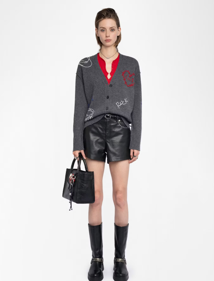 Zadig & Voltaire Mirkaz 100% Cashmere Cardigan Anthracite