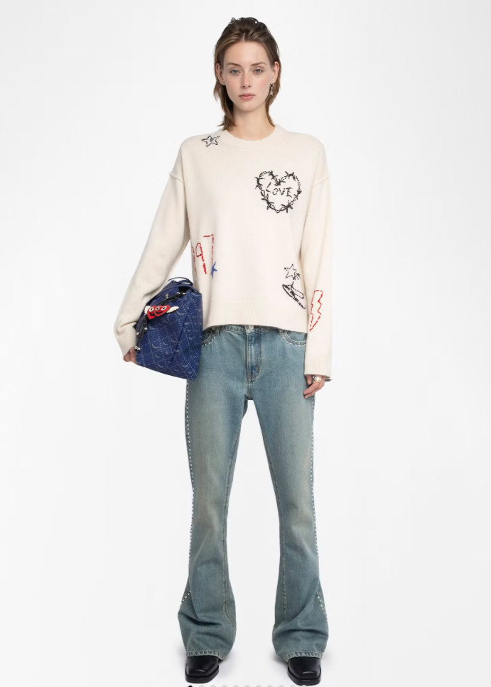 Zadig & Voltaire Markuz Jumper 100% Cashmere Ecru