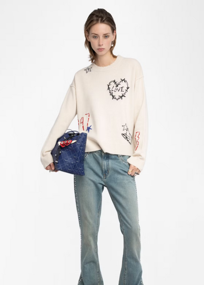 Zadig & Voltaire Markuz Jumper 100% Cashmere Ecru