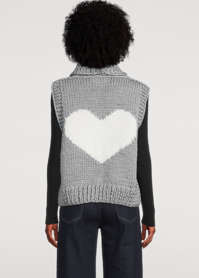 GOGO Short Heart Wool Vest - Grey/White