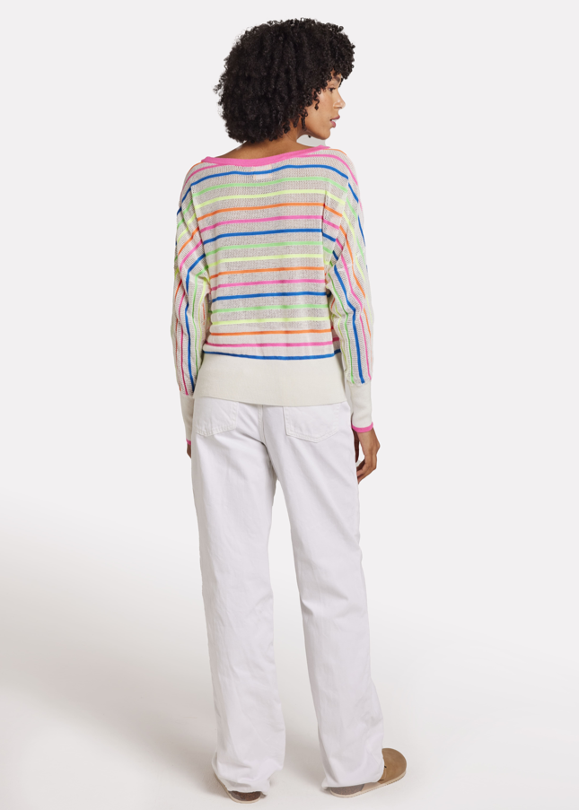 WISPR Mini Stripe Relax Neck Top Neon Stripes