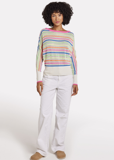 WISPR Mini Stripe Relax Neck Top Neon Stripes