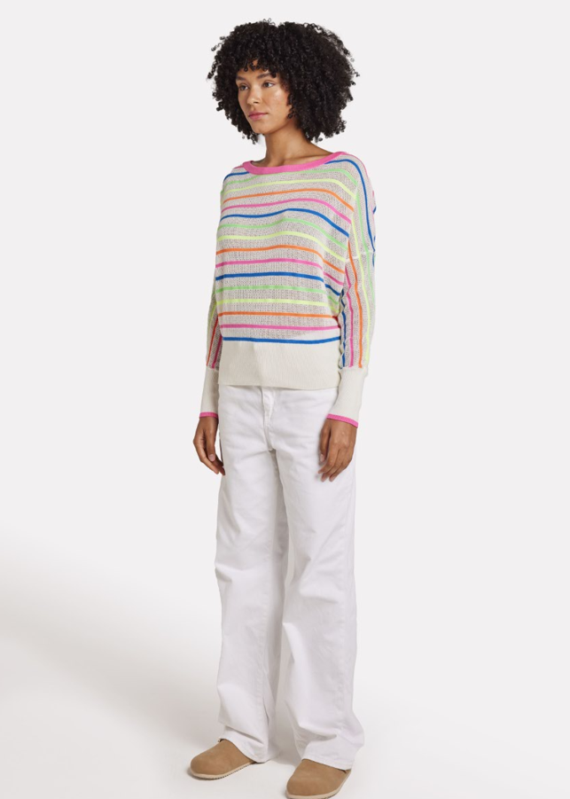 WISPR Mini Stripe Relax Neck Top Neon Stripes