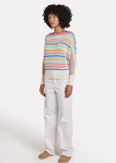 WISPR Mini Stripe Relax Neck Top Neon Stripes