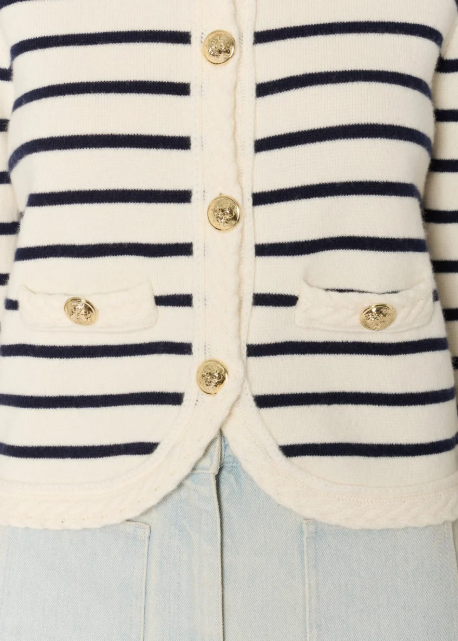 Berenice MGLORIA Cardigan Off White/Navy Stripes