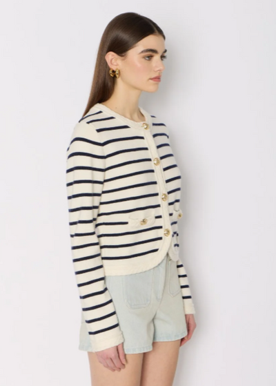 Berenice MGLORIA Cardigan Off White/Navy Stripes