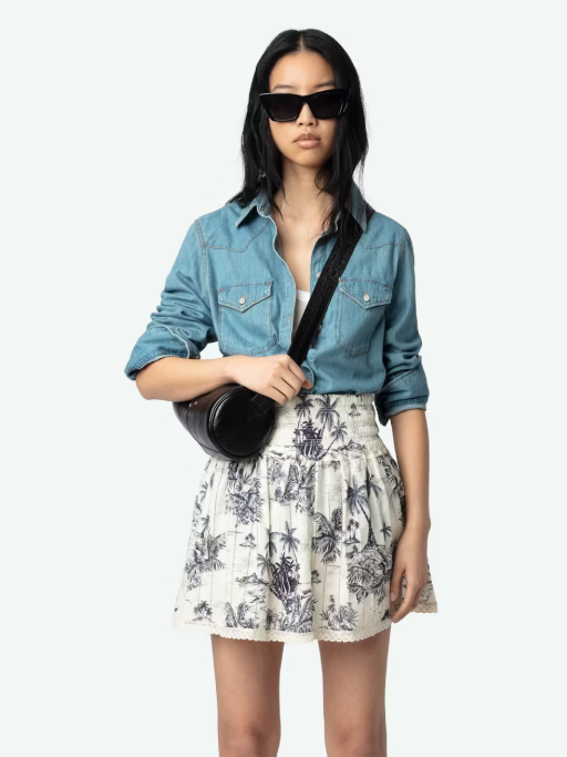 Zadig & Voltaire Jocky Cotton Tolie Skirt Navy