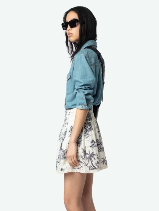 Zadig & Voltaire Jocky Cotton Tolie Skirt Navy